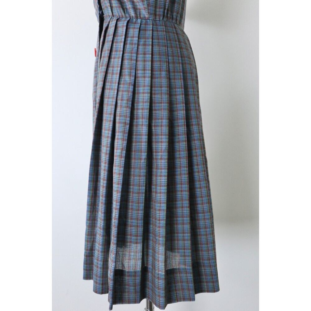 Vintage 1950s John Norman Inc. Double Breasted Shirt Dress Plaid Short Sleeve - Picture 9 of 14